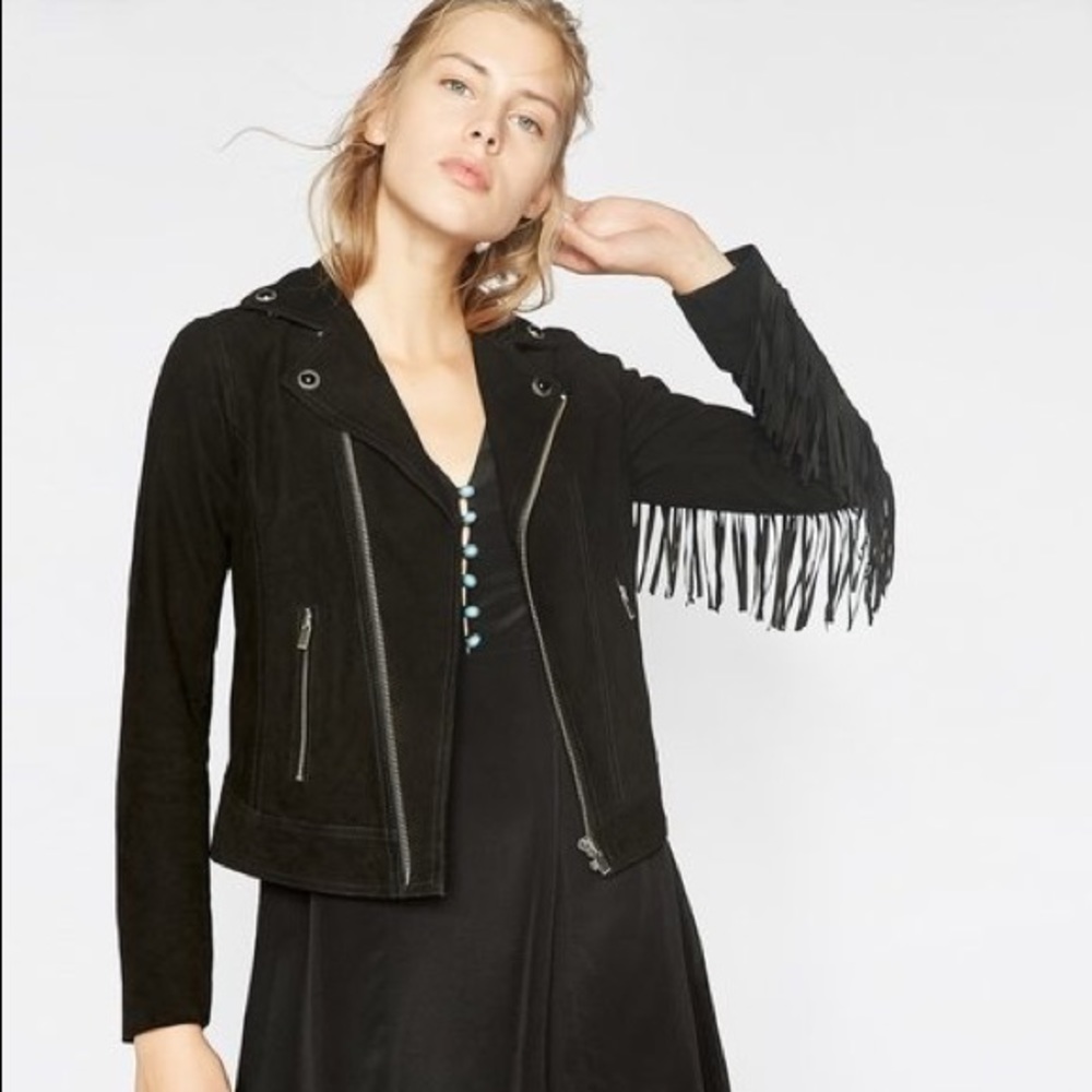NWOT The Kooples suede fringe biker